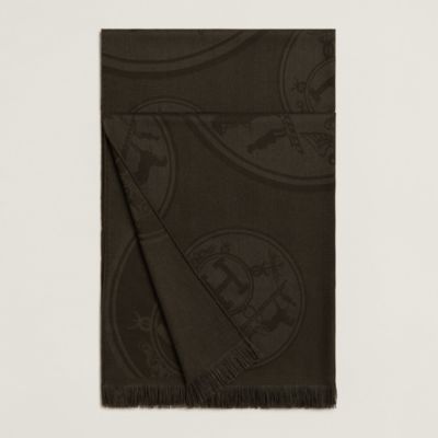 ❤お得なお品❤クリーニング済み アンゴラシルクマフラー ブラウン エルメス シルクシフォンスヌード(ストール・マフラー・スヌード